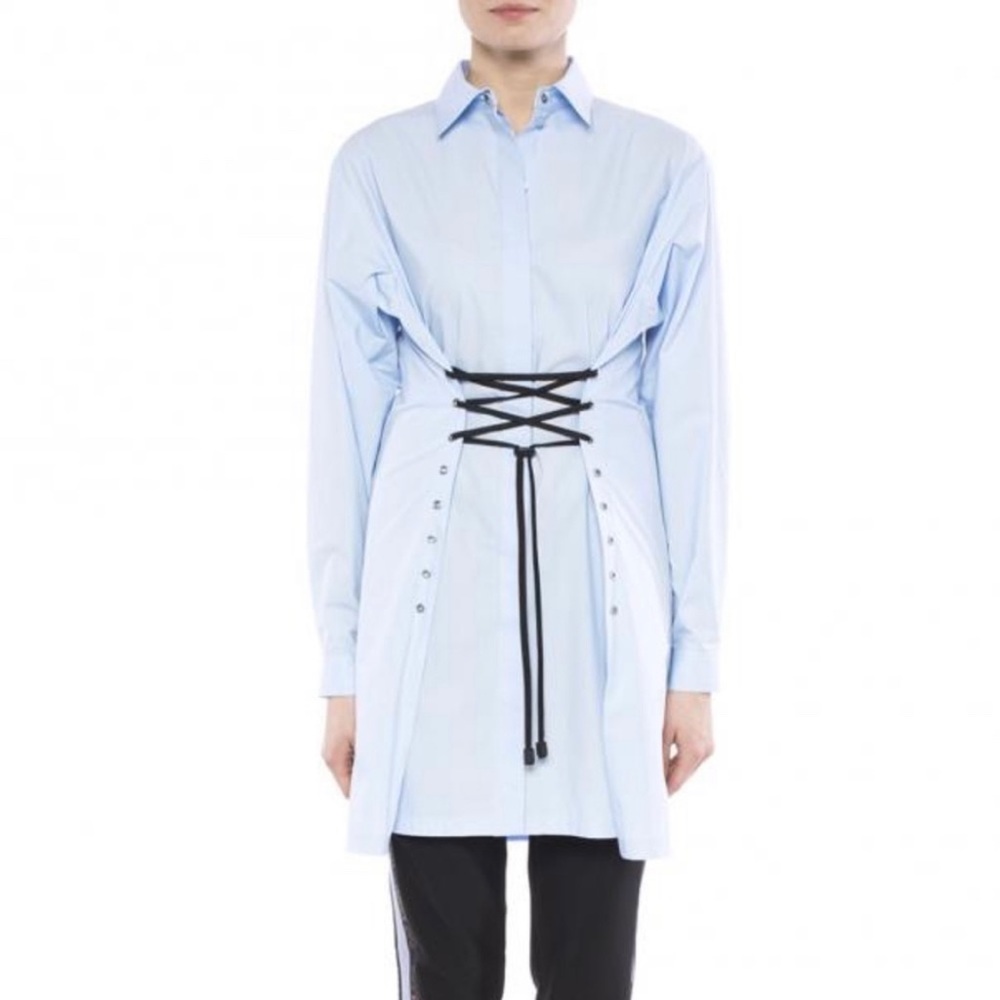 Versus Versace Light Blue Lacing Corset Shirt Dress Sz 38 (XS/S)